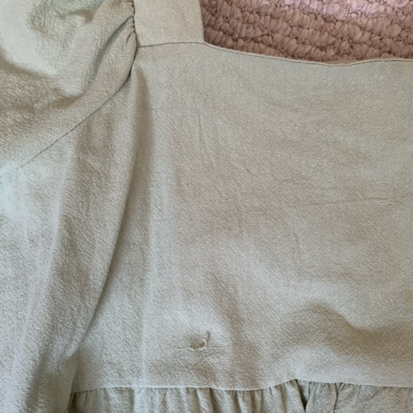 Linen Look Puff Sleeve Smock Mini Dress - Picture 7 of 8